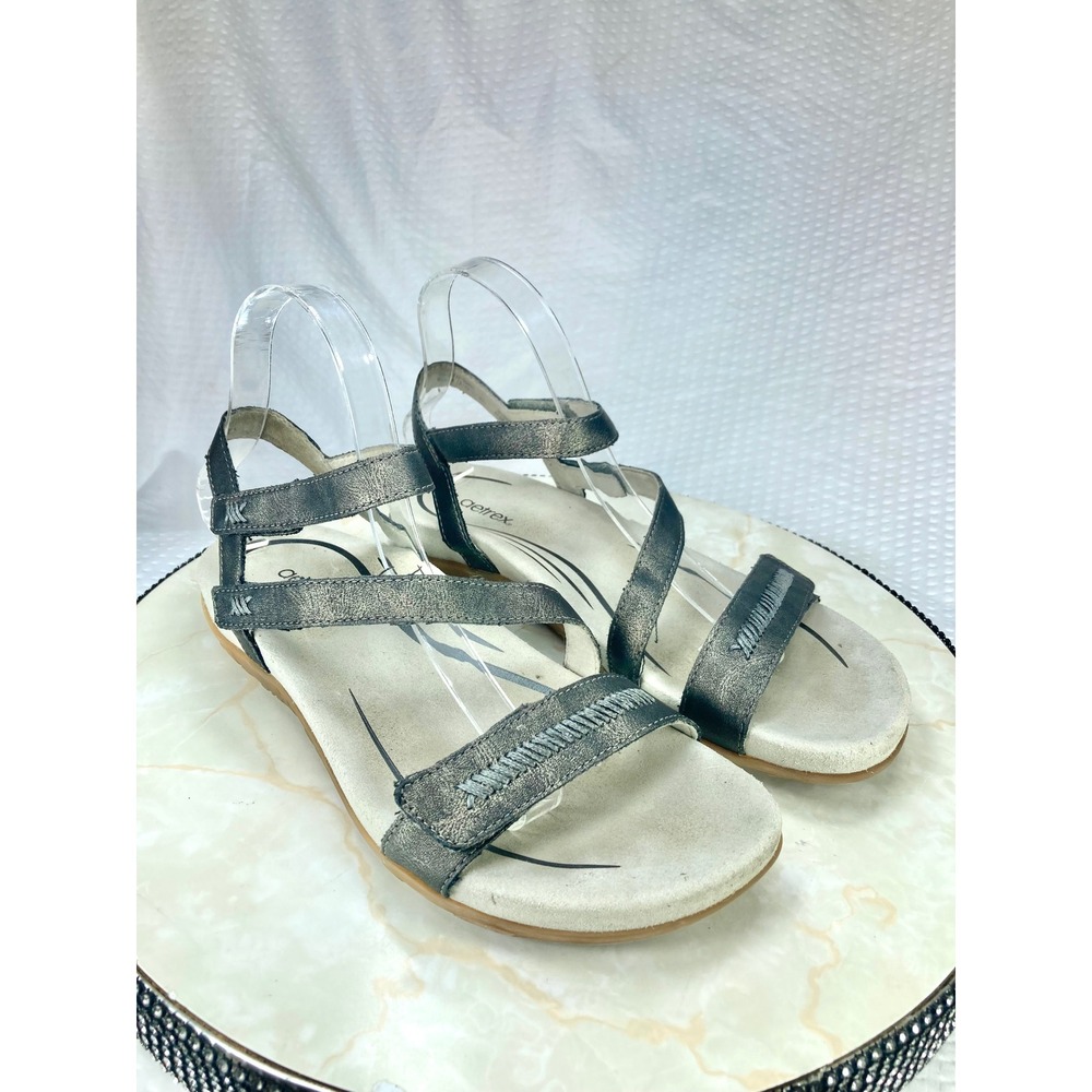 Aetrex Gabby Adjustable Quarter Strap Sandals Womens 9.5 Tan Orthopedic Comfy